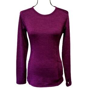 RBX Women's Sweatshirt Long Sleeve Fitted Red Wine Thumbhole Crew Neck Small